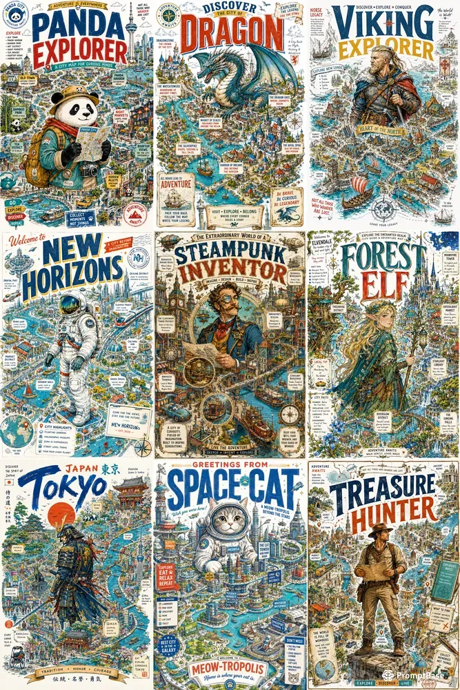 Whimsical Character City Maps