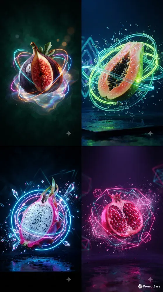 Surreal Neon Fruits Portraits