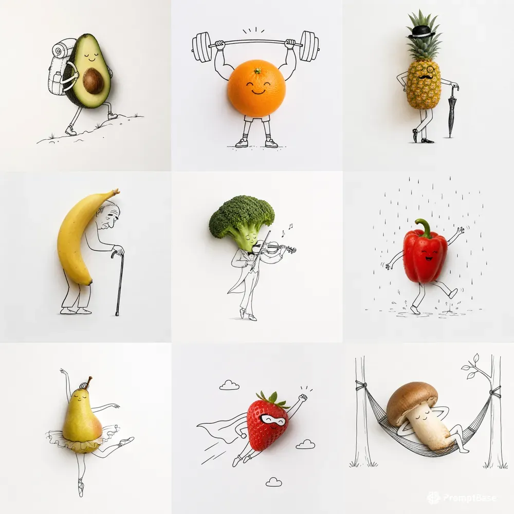 Mixed Media Food Doodle Art
