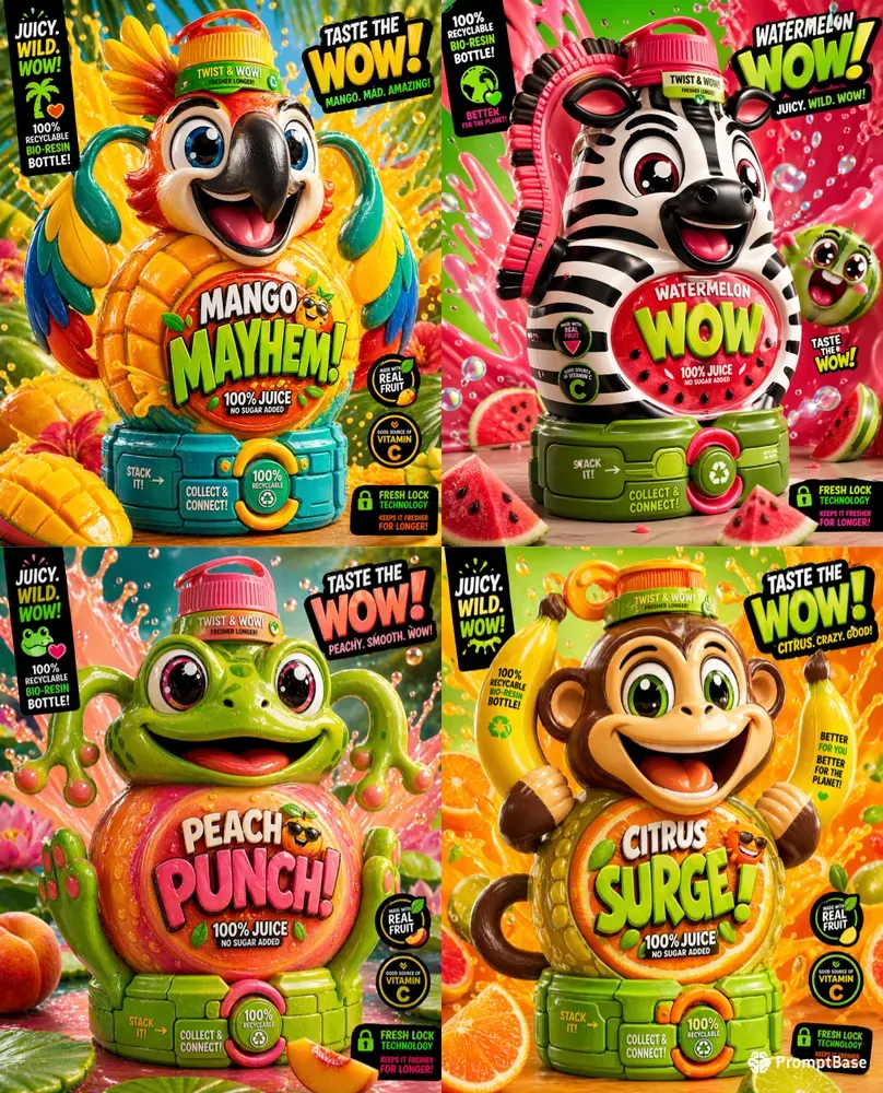 Juice Packaging Products Cartoonish