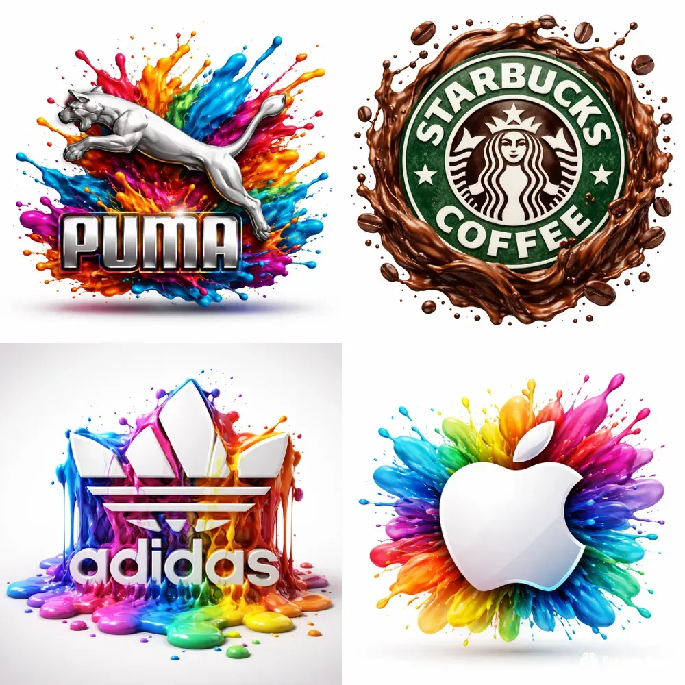 Vibrant 3D Paint Splash Logo Generator