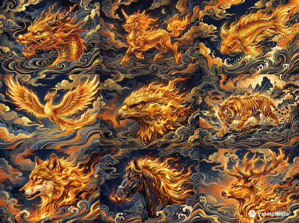 Golden Ink Wash Fantasy Style
