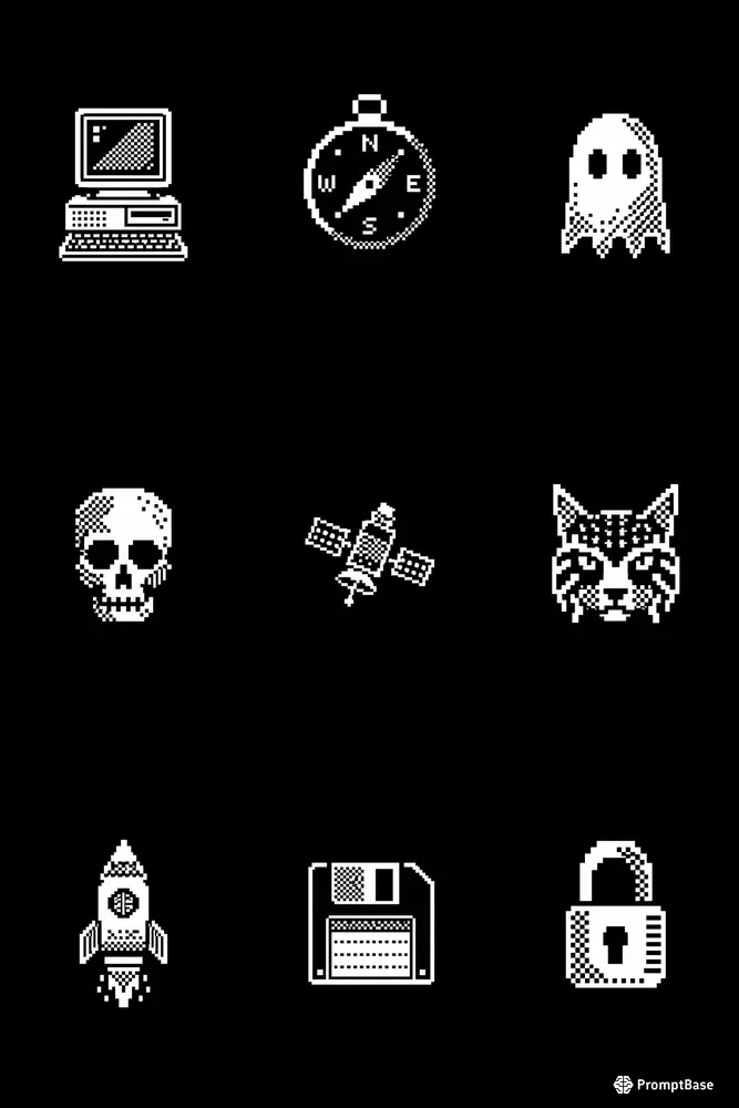 Monochrome 1 Bit Pixel Icons
