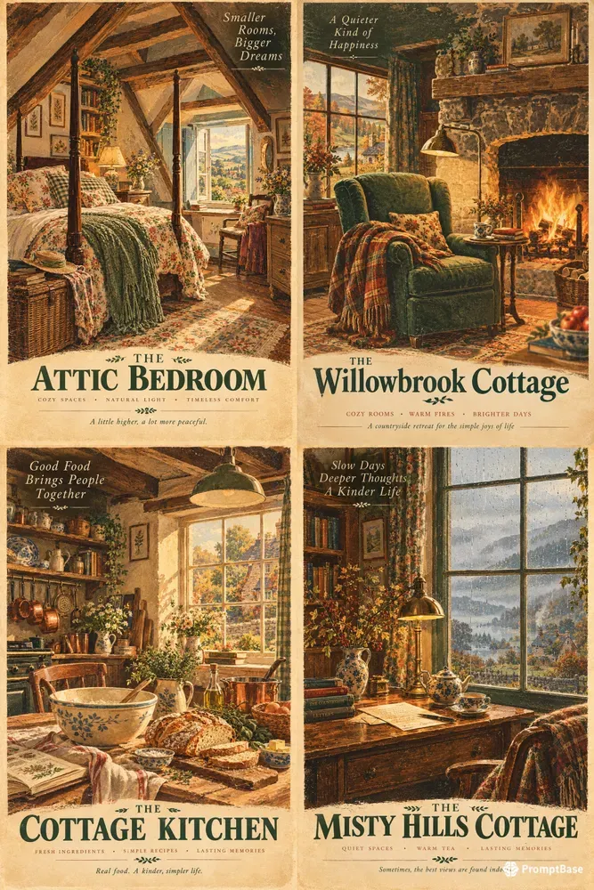 Retro Cottage Lifestyle Art