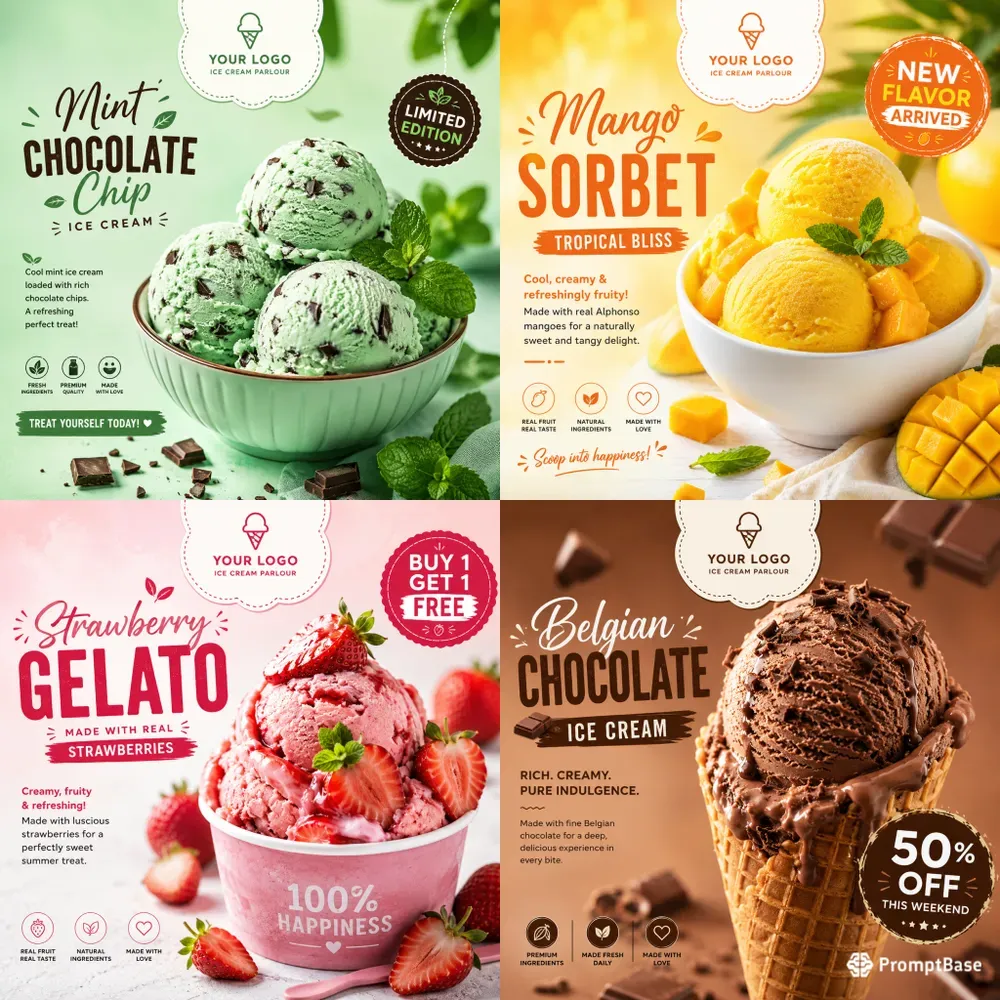 Ice Cream Social Media Poster Generator