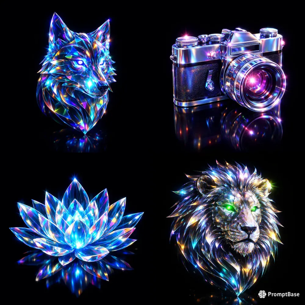 Ultra Neon Prism Hologram Objects
