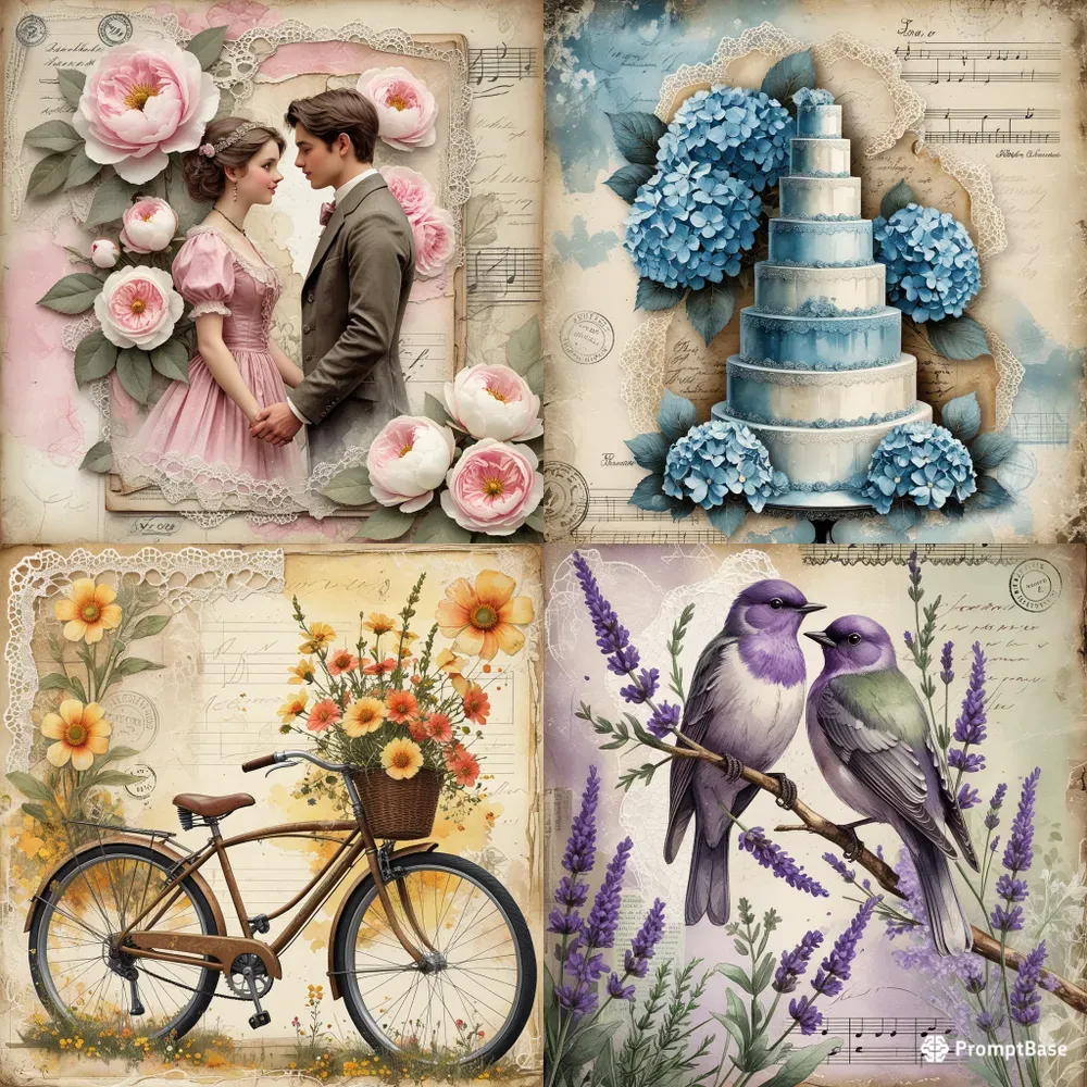 Vintage Romantic Ephemera Journal Art