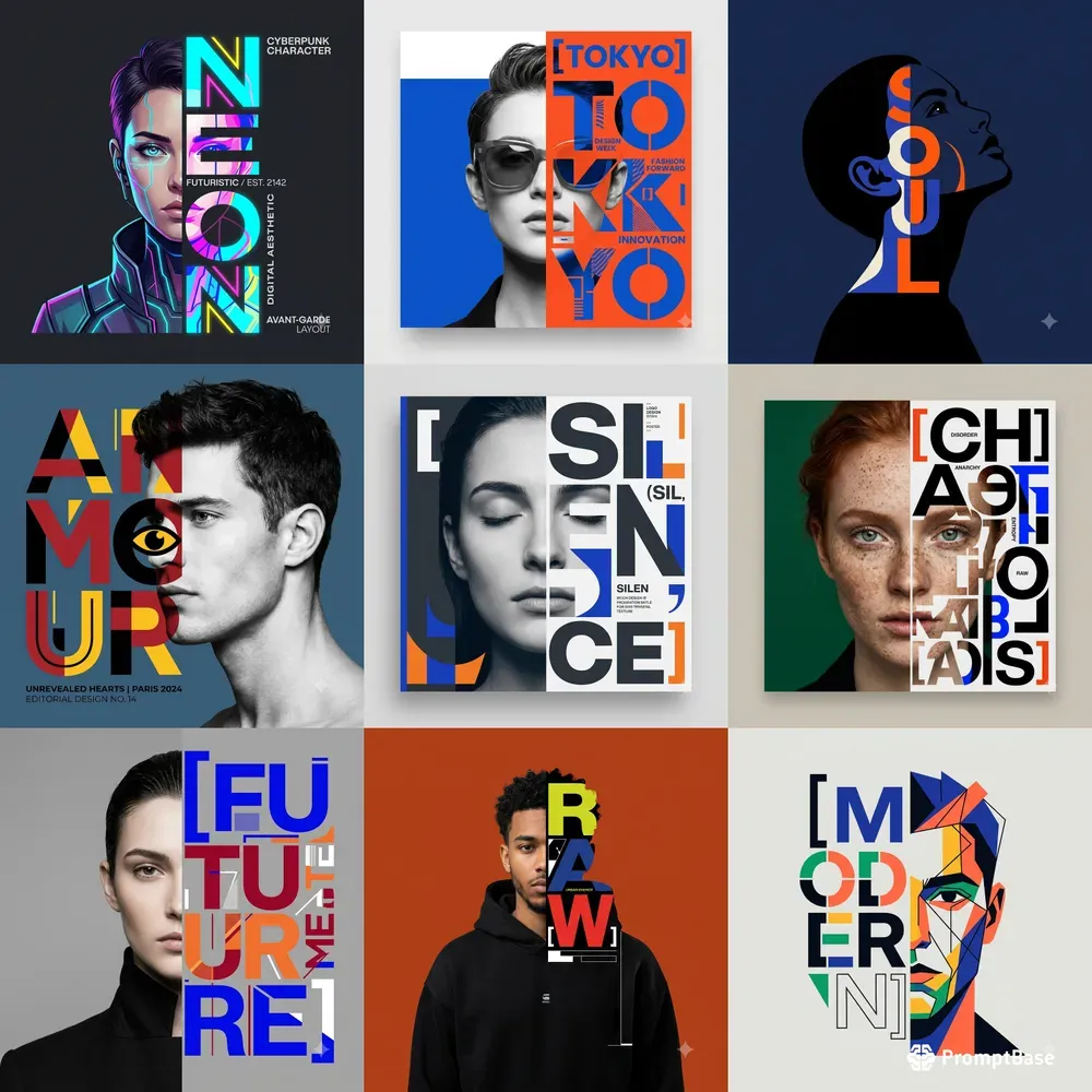 Human Split Typography Portraits