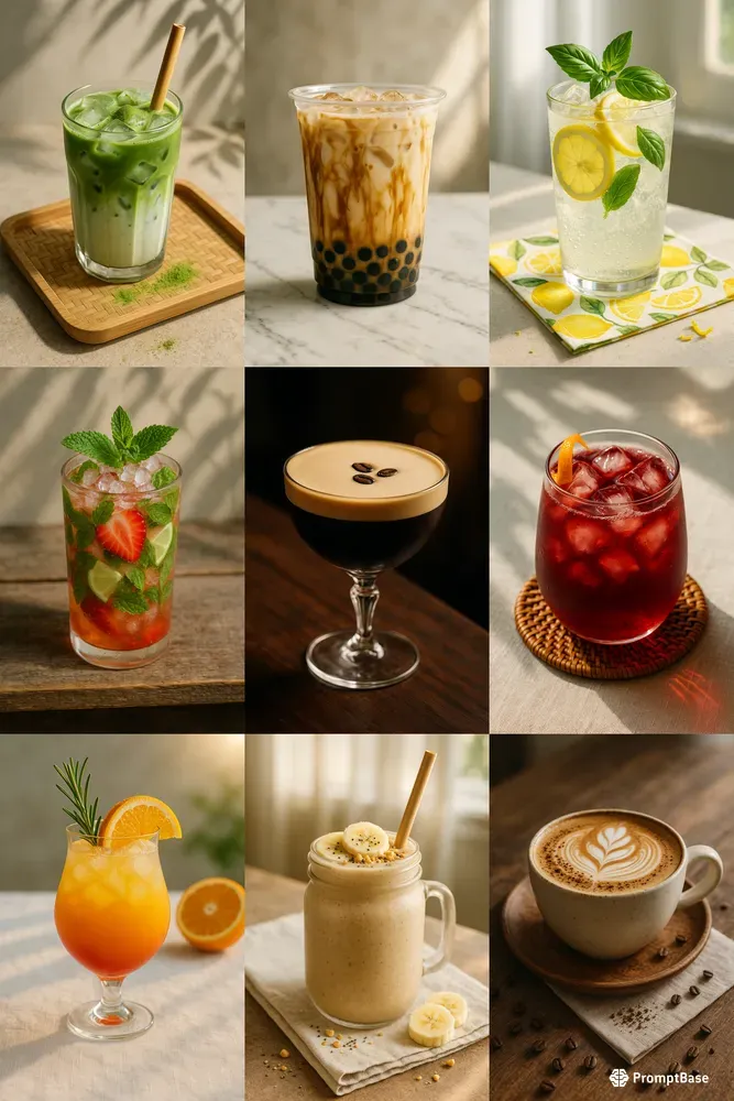 Fresh Poured Drink Photo Sets