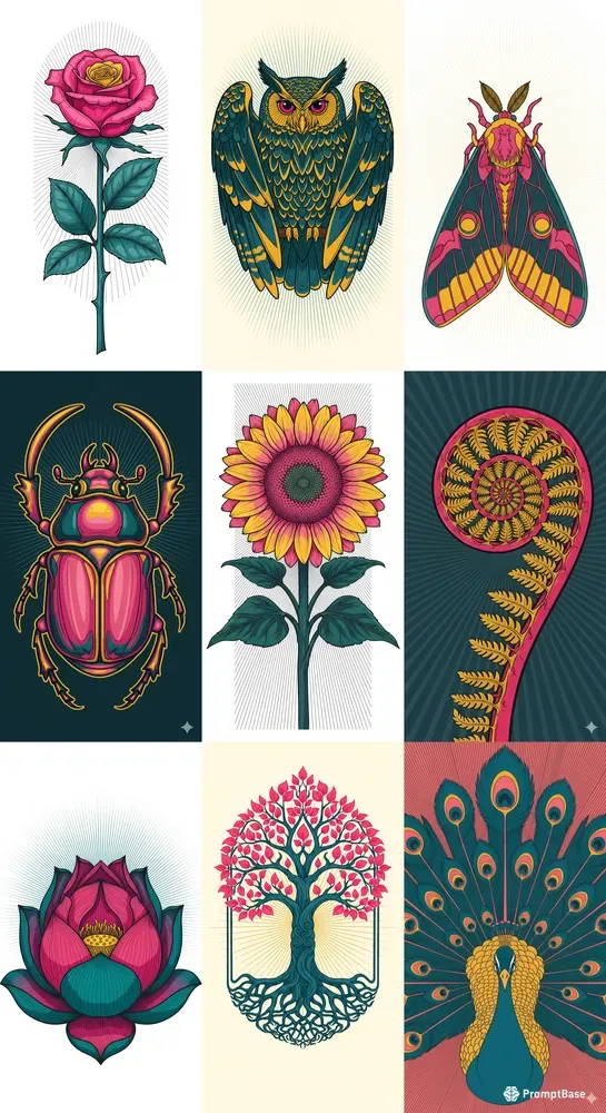 Vibrant Vector Nouveau Posters