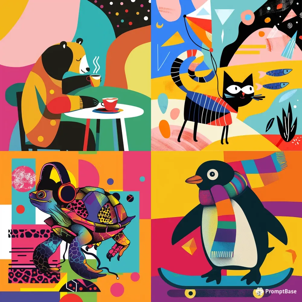 Quirky Pop Art Animal Illustrations