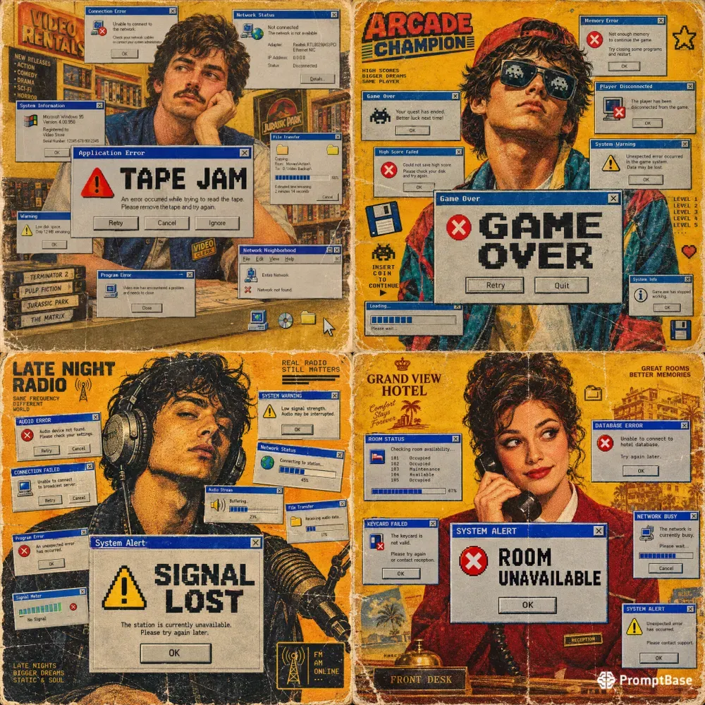 Retro Error Message Portraits