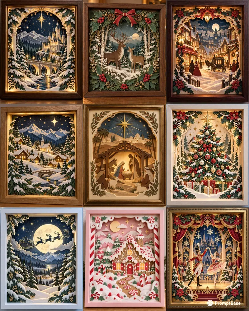 Christmas Layered Paper Shadow Boxes