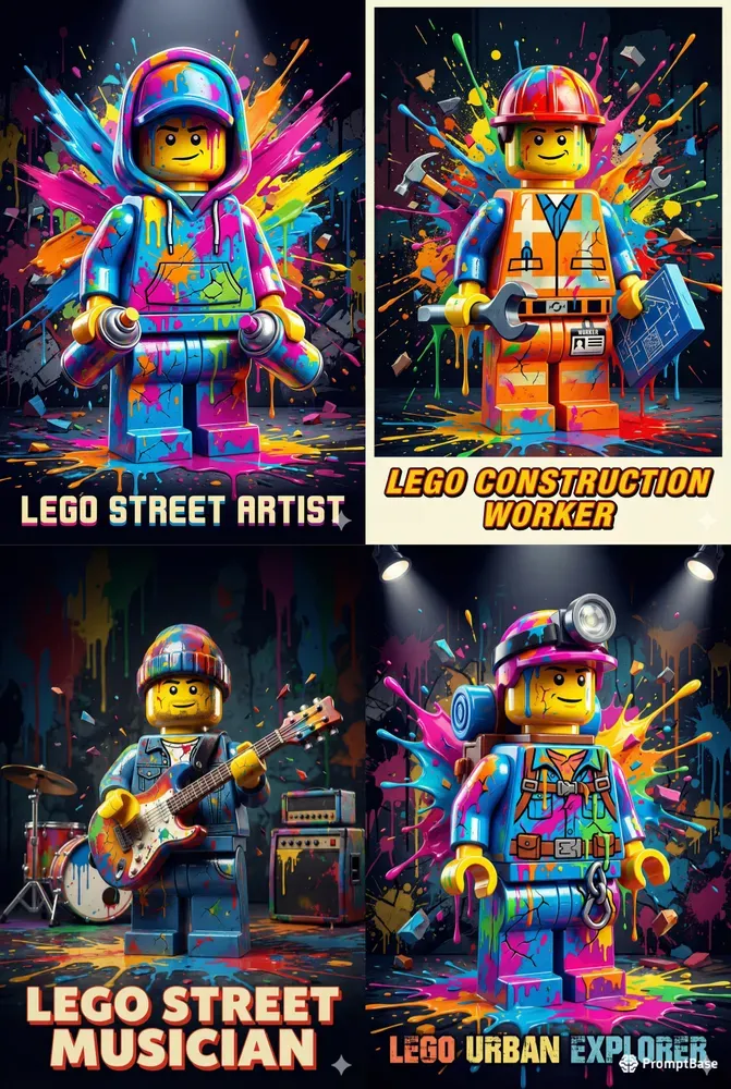 Colorful Lego Pop Art Poster Style