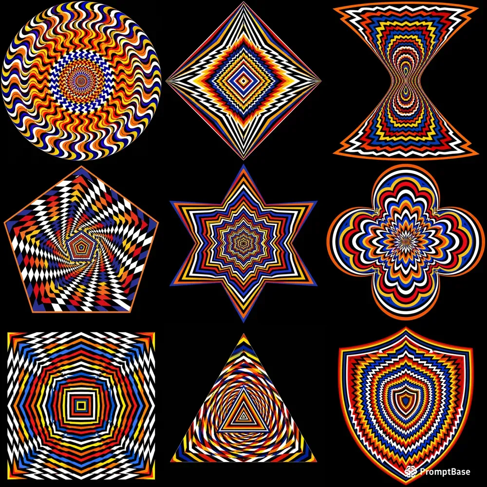 Optical Illusions Colorful Mandalas Art