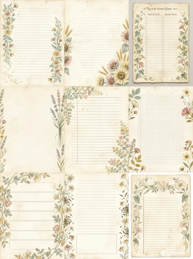 Summer Botanical Vintage Journal Pages