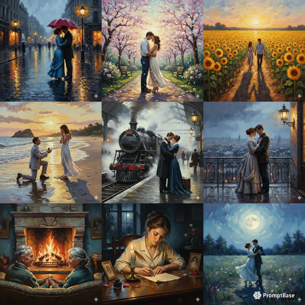 Cinematic Romantic Oil Paintings