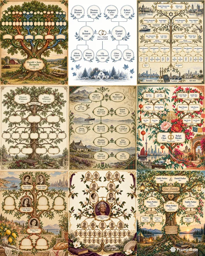 Family Tree Genealogy Keepsake Posters
