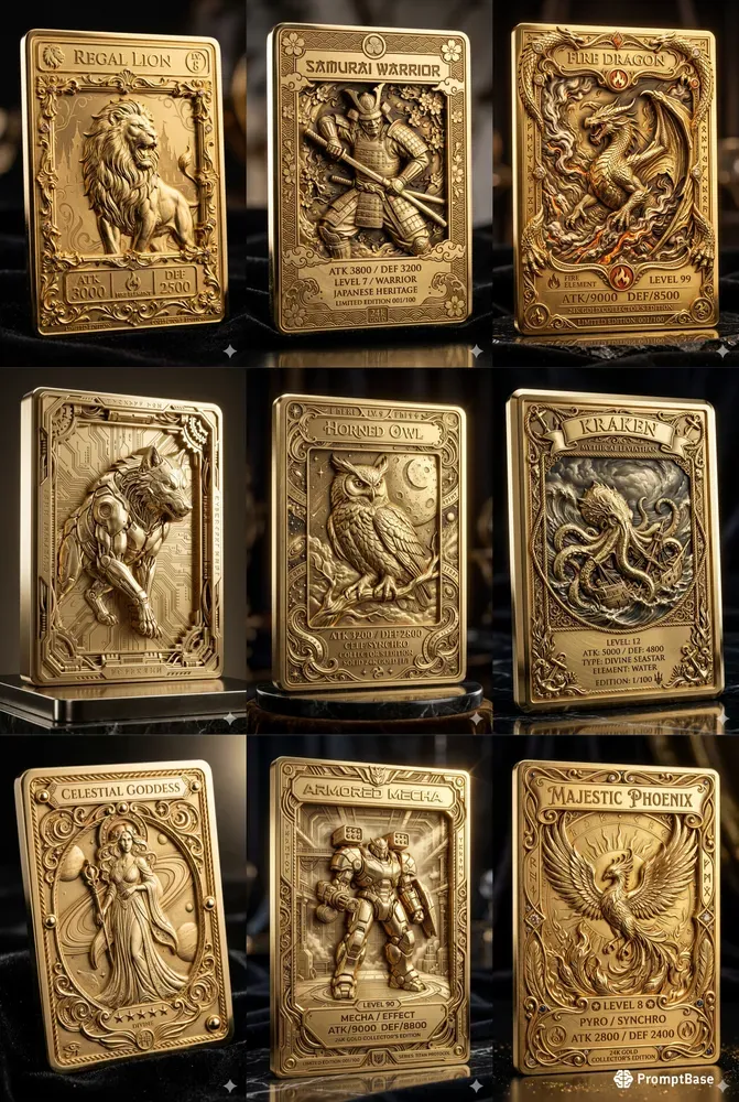 3D Relief Gold Metal Trading Card Art