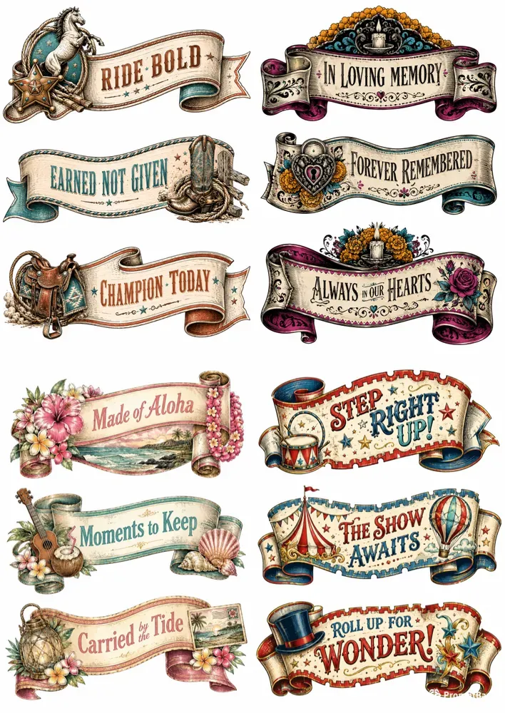 Western Engraved Ribbon Banner Ephemera