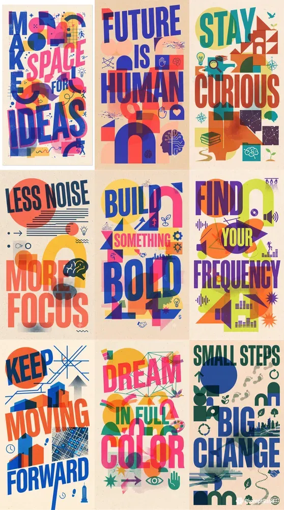 Modern Risograph Typography Posters