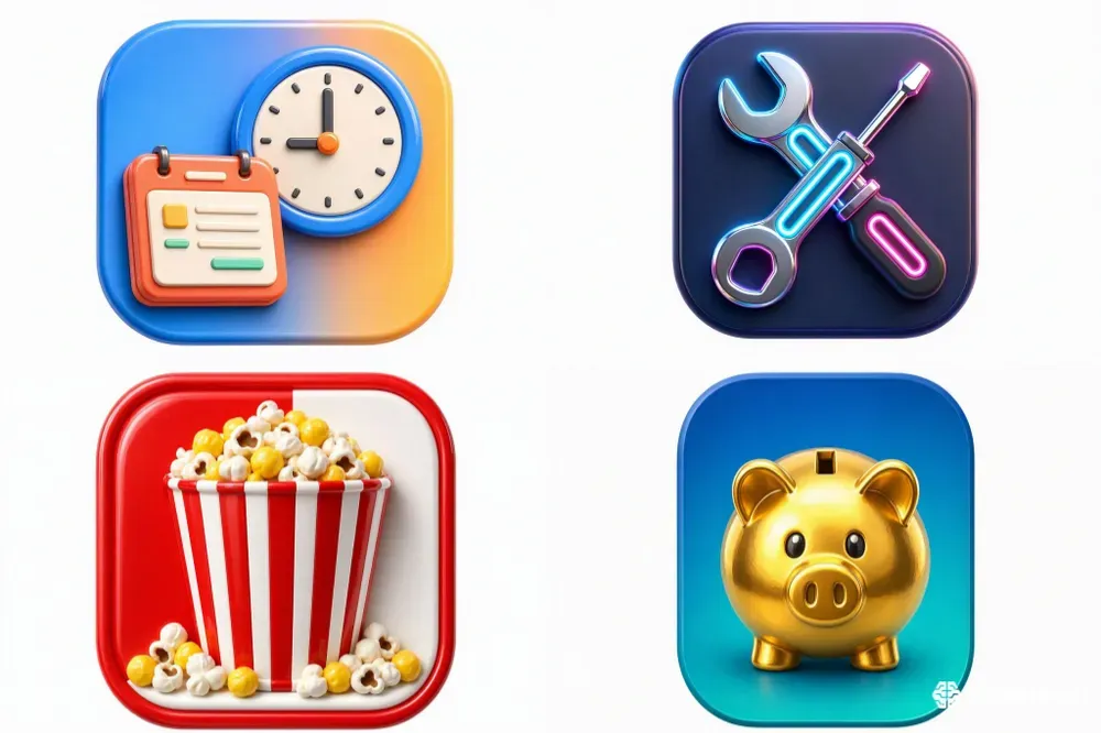 3D Gold Piggy Bank App Icon Generator