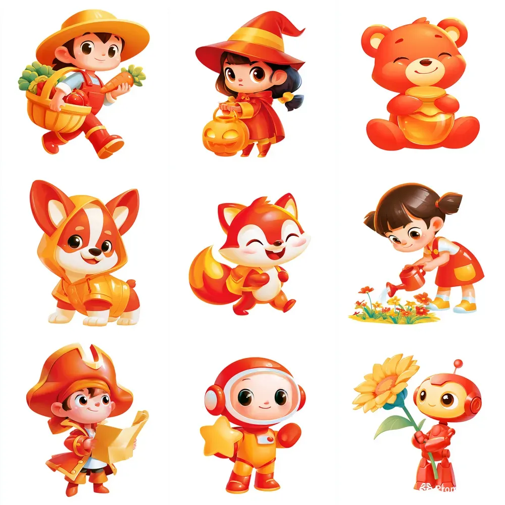 Cute Glossy Character Cliparts