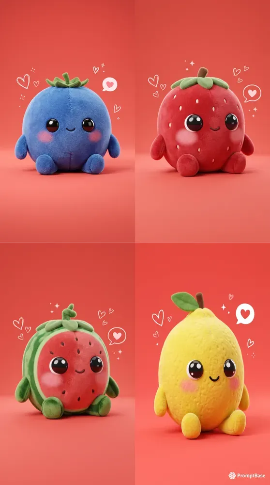 Adorable Kawaii Plush Fruit Characters