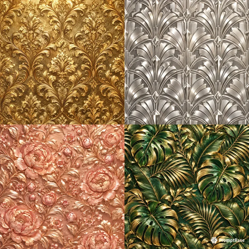Luxury Embossed Metallic Foil Textures