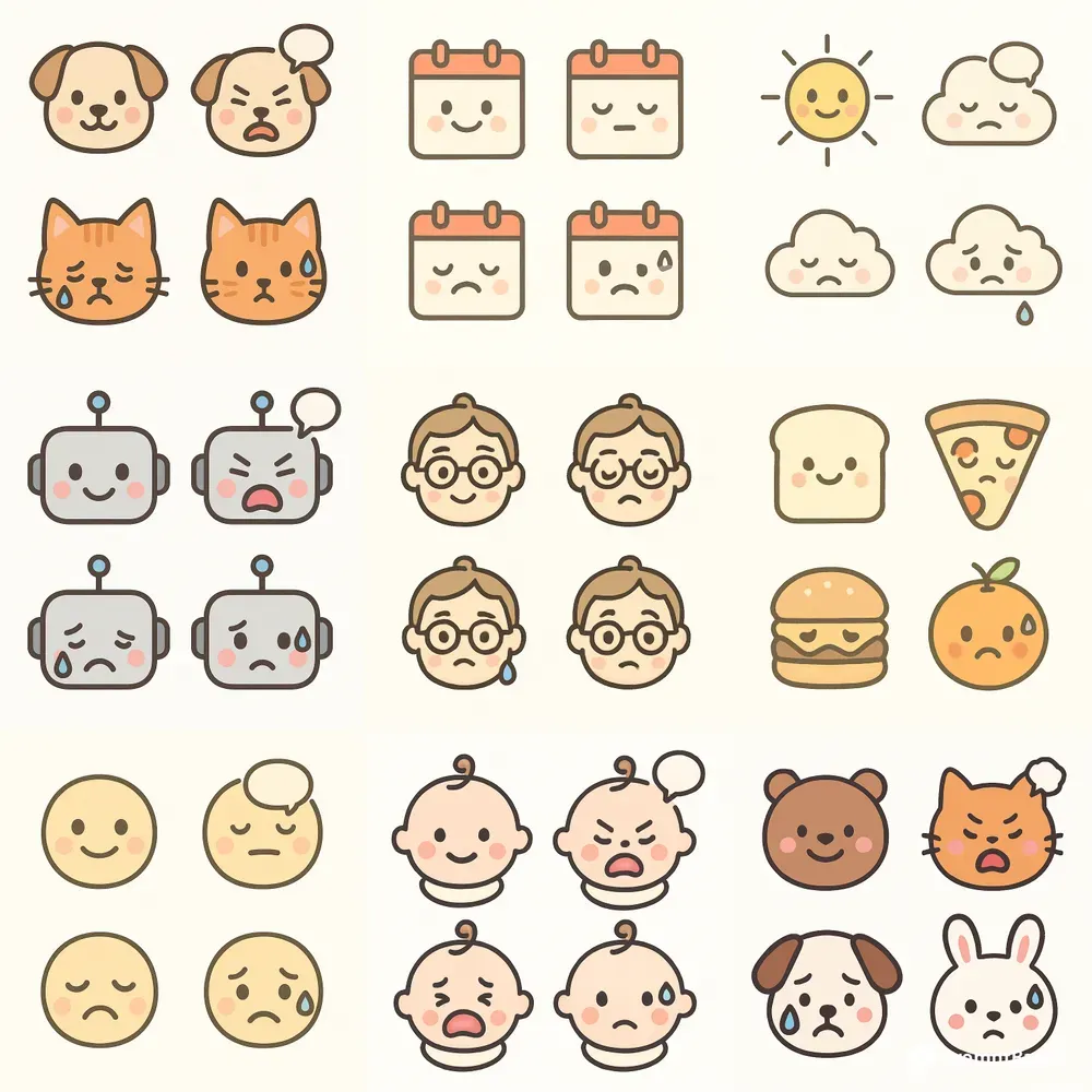 Minimal Cartoon Face Expressions