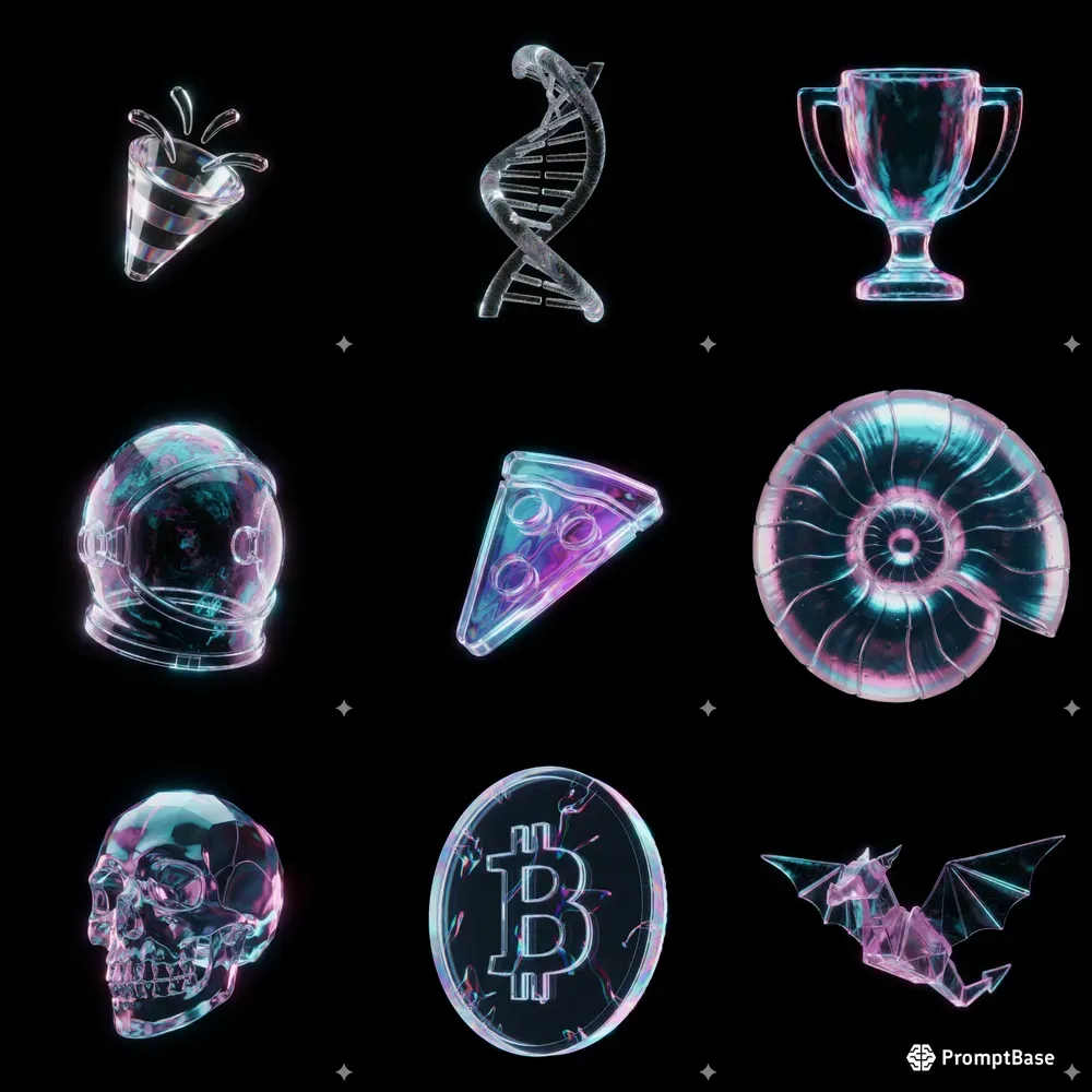 Prismatic Glassmorphism 3D Icons