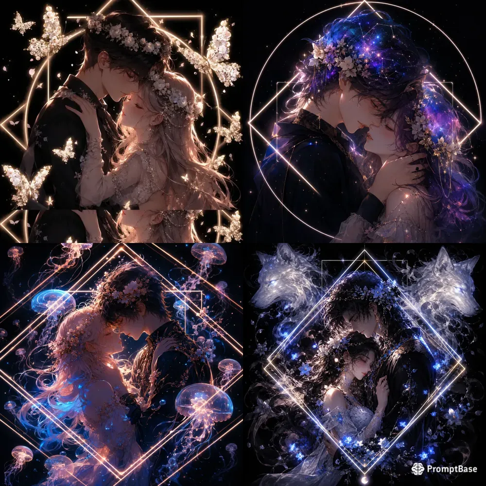 Neon Blossom Embrace Dreamy Anime