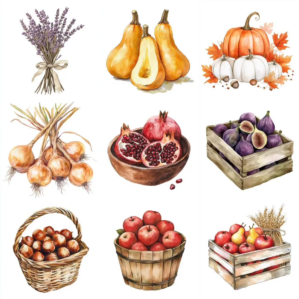 Autumn Harvest Watercolor Cliparts