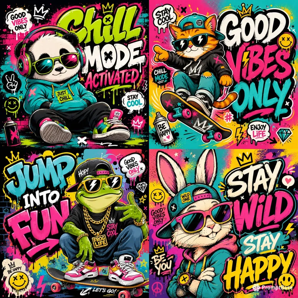 Colorful Street Style Cartoon Poster Art
