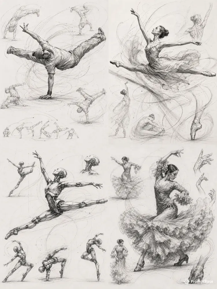 Dance In Motion Sketch Posters