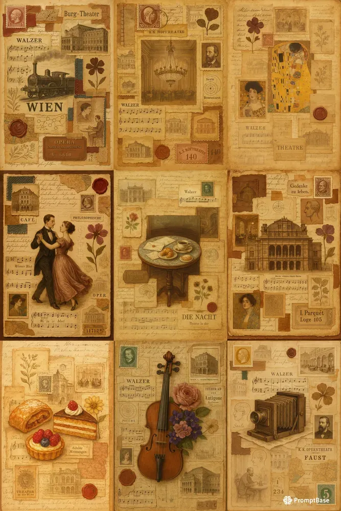 19th Artistic Vienna Junk Journal Pages