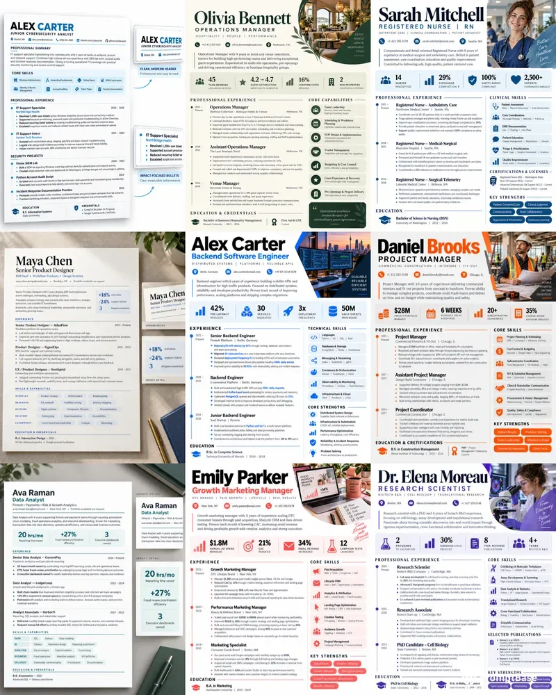 Onepage Resume Career Profiles
