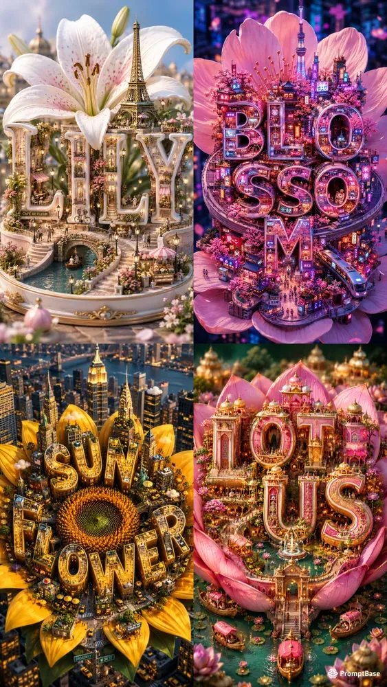 Miniature Flower City Typographies