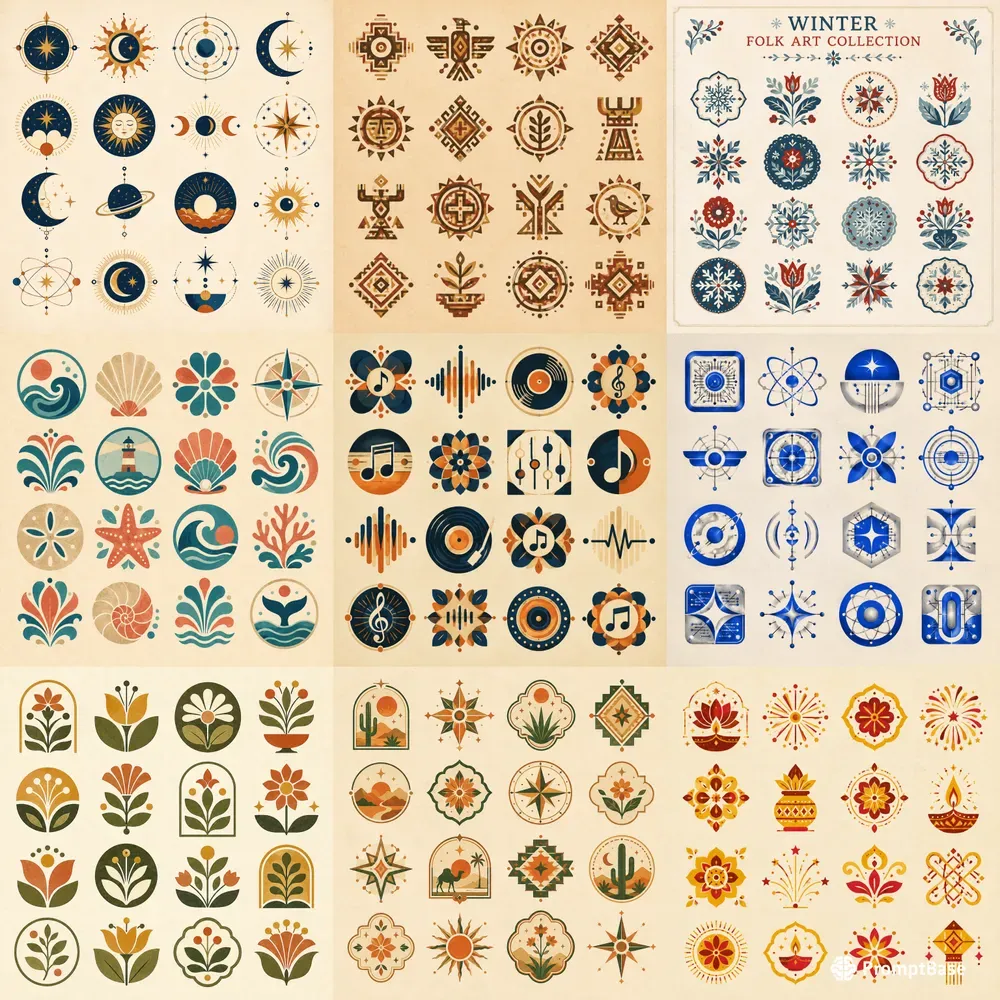 Retro Modular Symbol Grid Collections