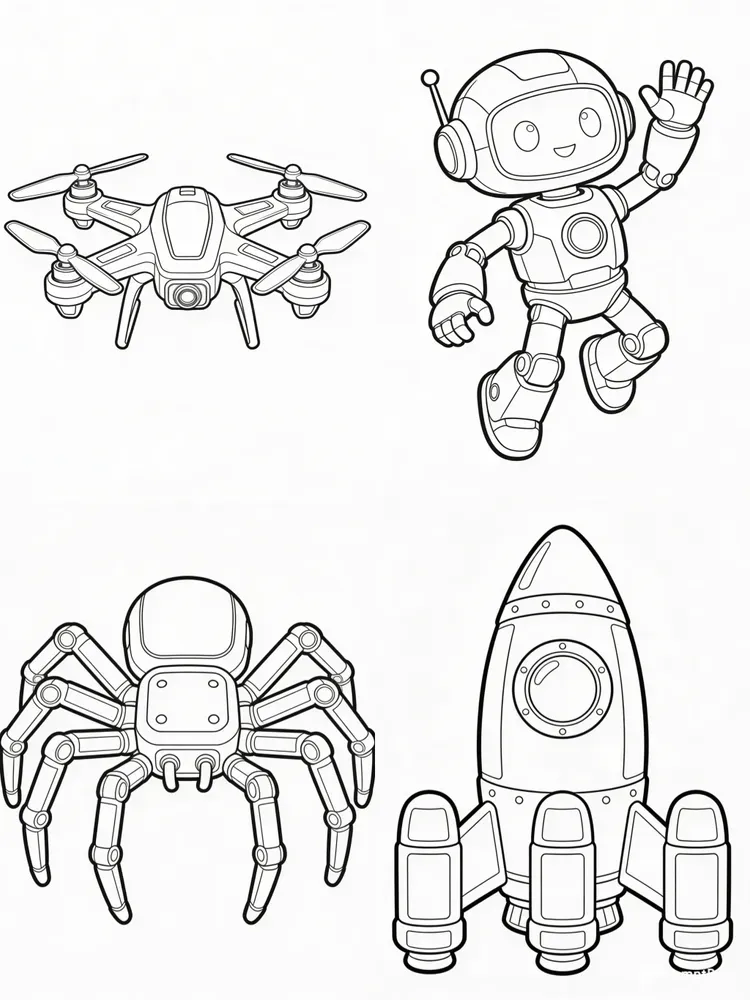 Futuristic Tech Vector Coloring Pages