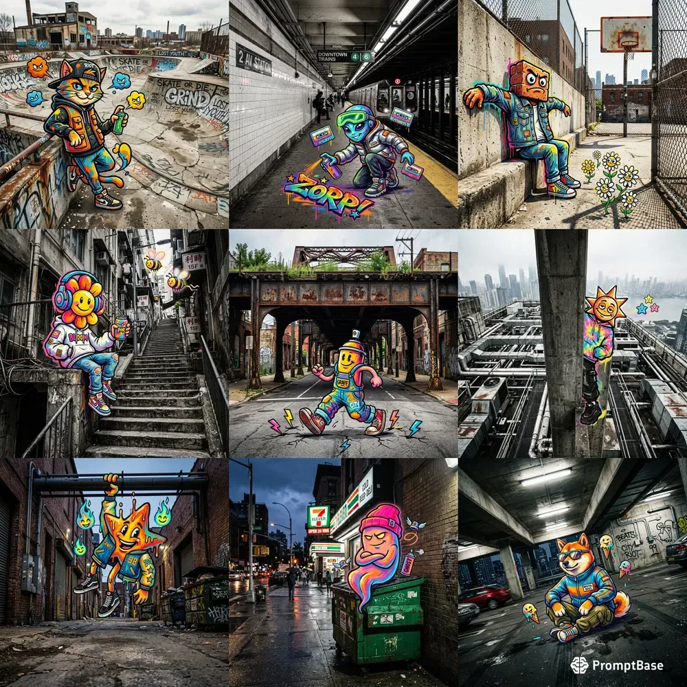 Mixedmedia Urban Cartoon Intervention Ps