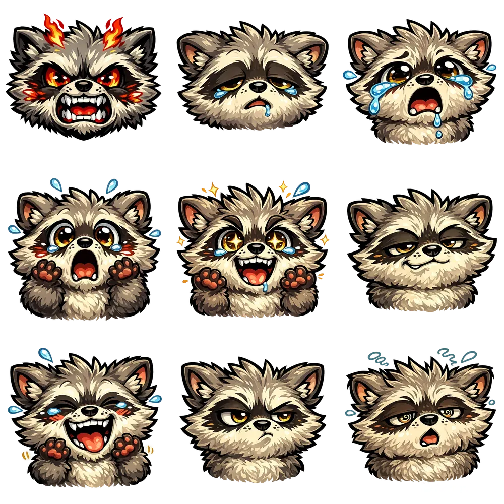 Streamer Raccoon Emote Packs