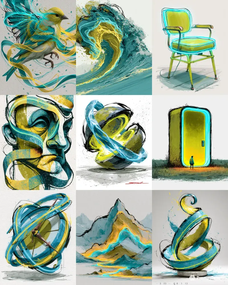 Neon Ribbon Graphic Fine Art