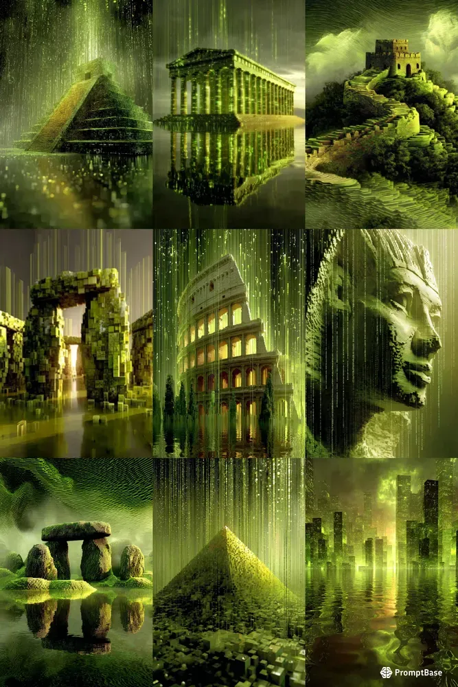 Cyberpunk Matrix Monument Simulations