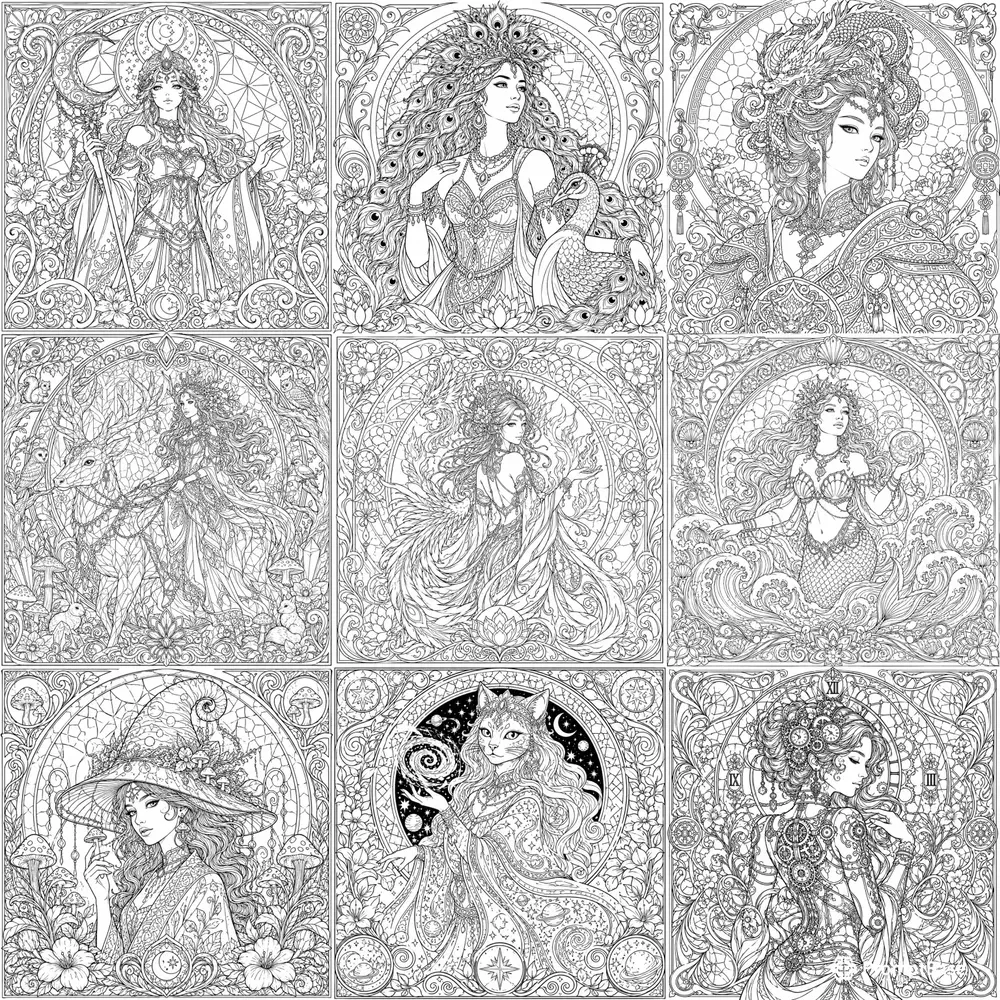 Intricate Art Nouveau Coloring Pages