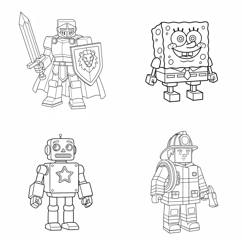 Blocky 3D Coloring Page Generator