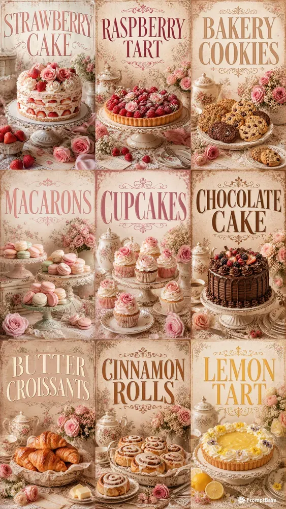 Charming Shabby Chic Bakery Posters