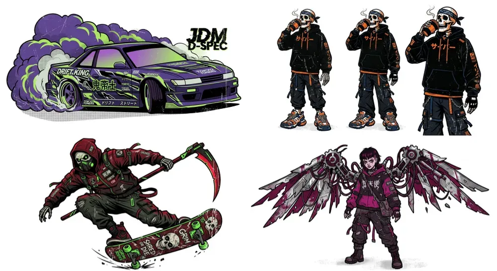 Y2k Japanese Streetwear Vectors
