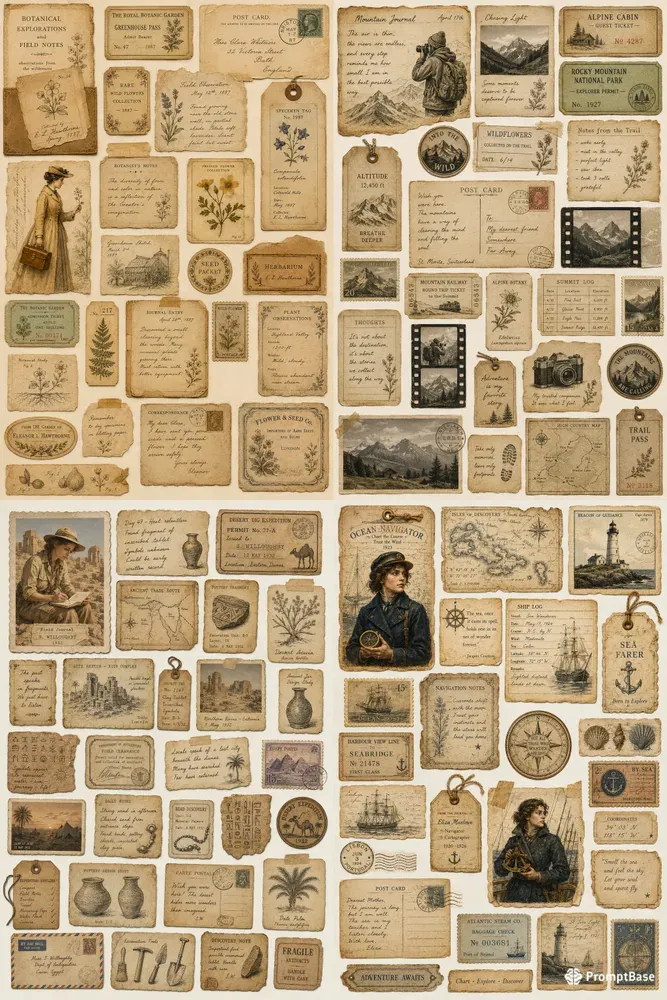 Vintage Adventure Journal Ephemera
