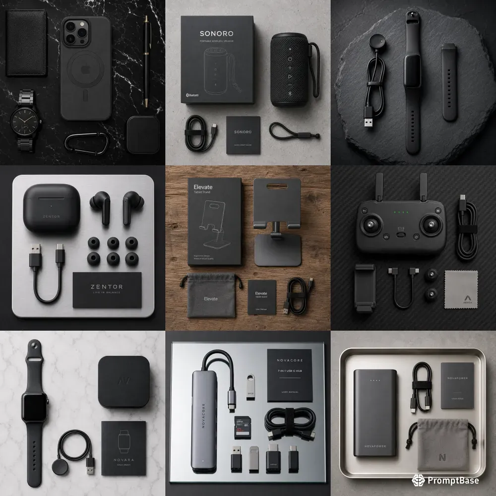 Electronics Gadget Flat Lays On Marble
